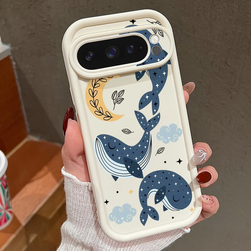 Coque de téléphone en TPU souple pour Google Pixel 10 9 8 7 Pro Pixel 9 10 Pro XL, motif de baleine de dessin animé, coque arrière pour Google Pixel 9A 8A 7A