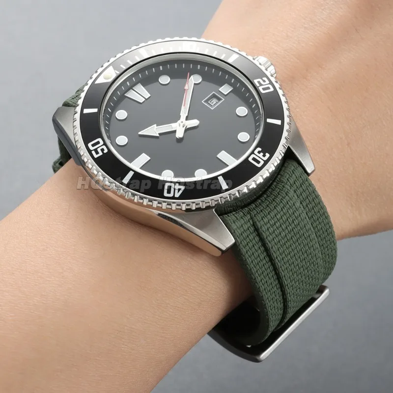 FKM-Gummi-Uhrenarmband mit gebogenem Ende, 20/21/22 mm, strukturierte Oberfläche, hochwertiges Fluorkautschuk-Armband für Seiko und Rolex, Schnellverschluss. – Detail 14