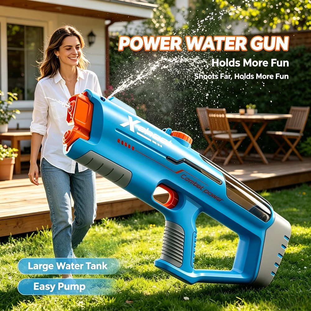 Rechargeable Electric Water Blaster Toy Large Tank Outdoor Water Game Great Holiday Birthday Gift for Summer Party