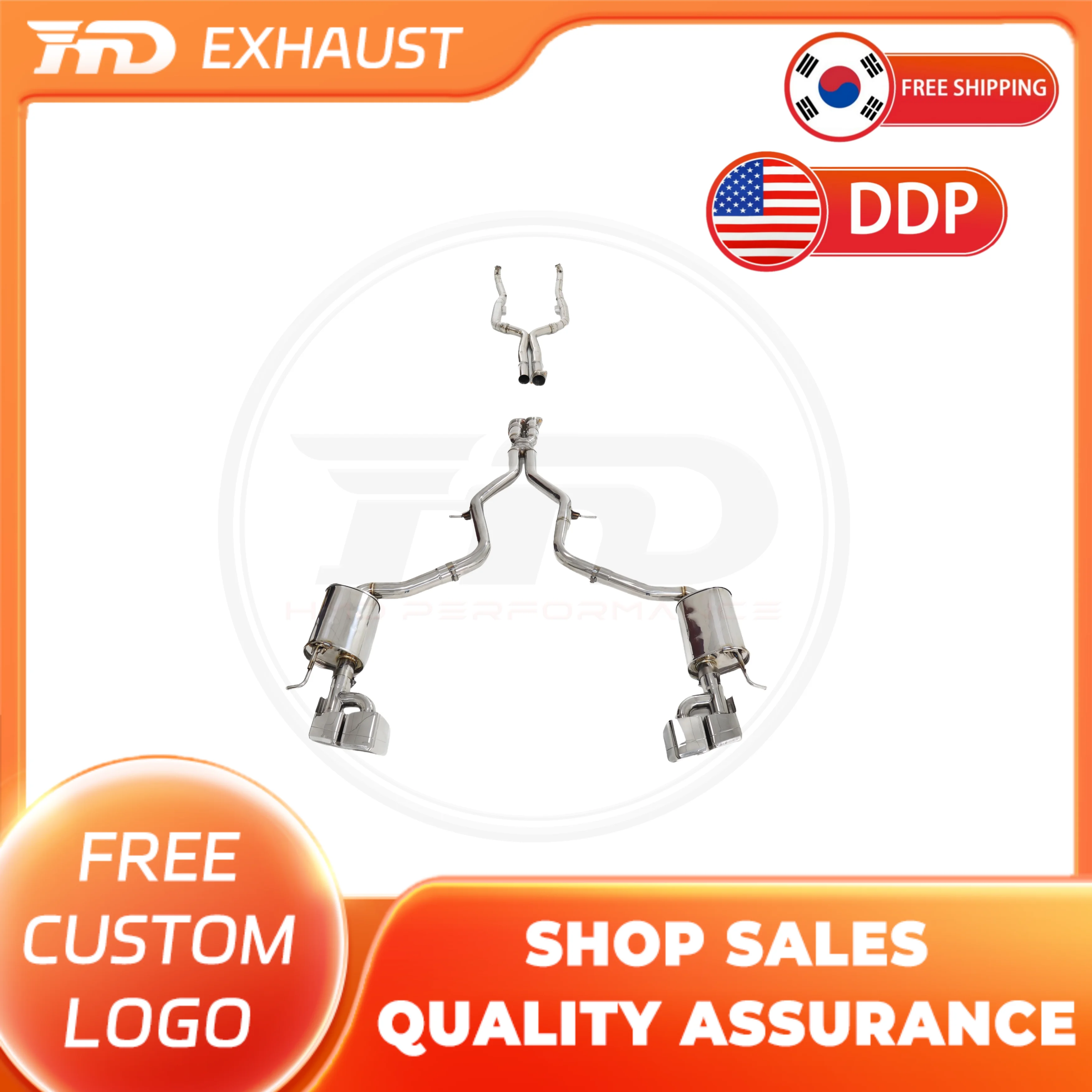 

HMD Hot sale Stainless Steel Exhaust System full exhaust Catback for Mercedes Benz AMG E63 W211 Muffler Without Valve