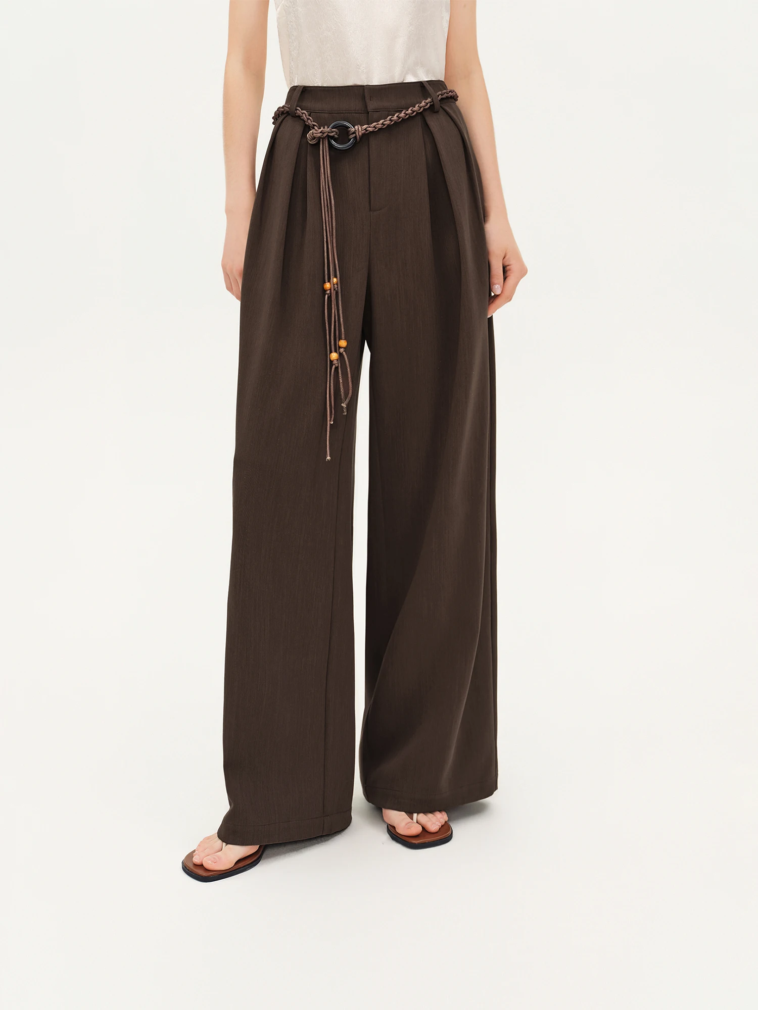 ZIQIAO 2026 Herbst Damen Elegante Drapierte Weite Freizeithose - Entspannter, bodenlanger Stil für Bürofahrten und den Alltag – Detail 16