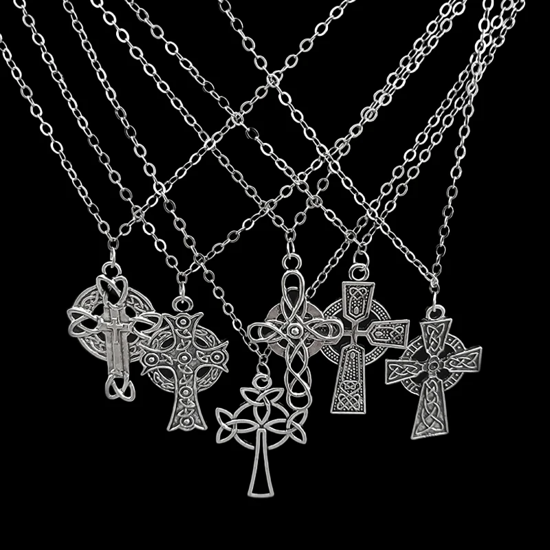 

Fashion Mixed 6pcs Cross Egyptian Ankh Life Symbol Celtic Knot Tibetan Pendant Necklace Choker Charm 20 Inch Chain Gift