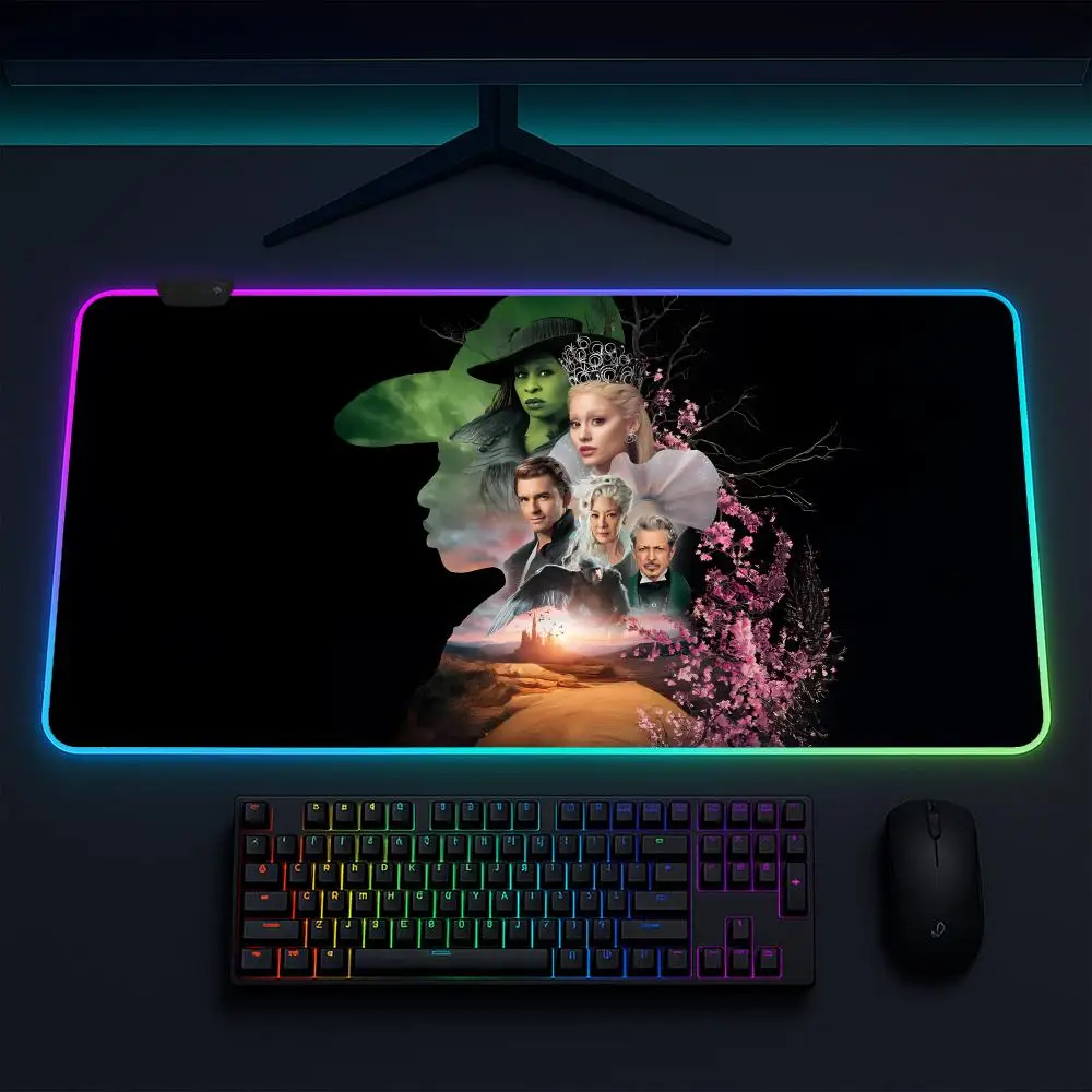 Wicked for Good Mouse Pad Anime Gaming Mouse Pad LED Table Pads Backlit Rubber Desktop XXL RGB Desk Mats