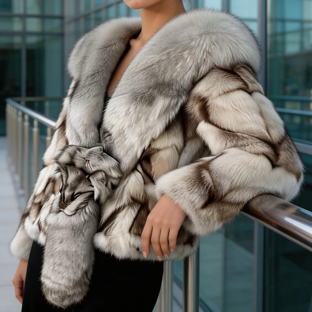 Real Natural Fox Fur Women's Winter Coats Real Fur Coat Women's Parka with Natural Fur Coat Short Jacket Jacket with Natural Fur