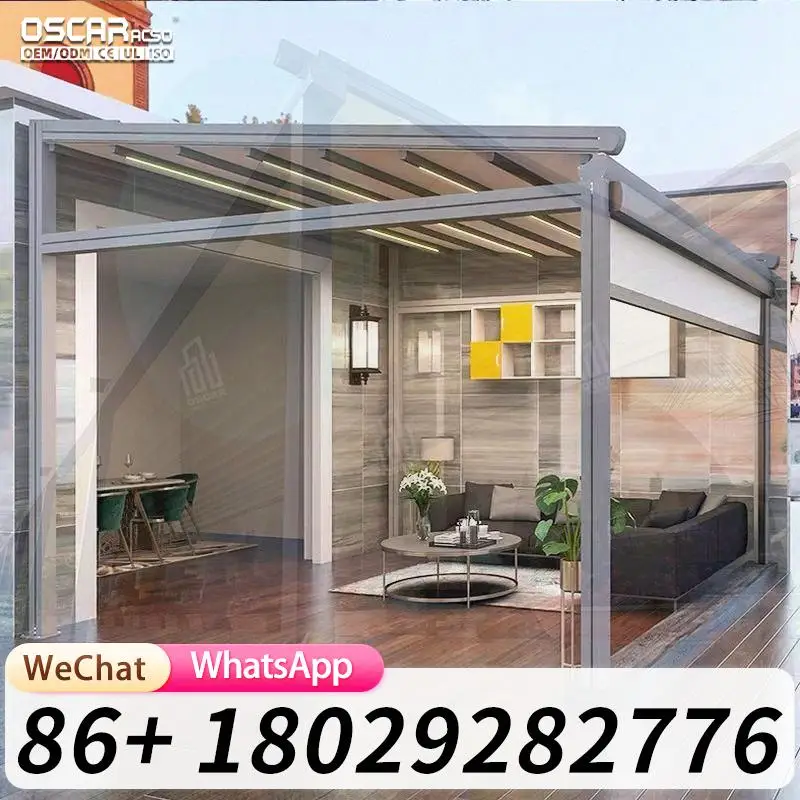 

Scalable Automatic Outdoor Sunshade for Garden Courtyard Waterproof Aluminum Alloy Frame Factory Custom Retractable Canopy Pergo