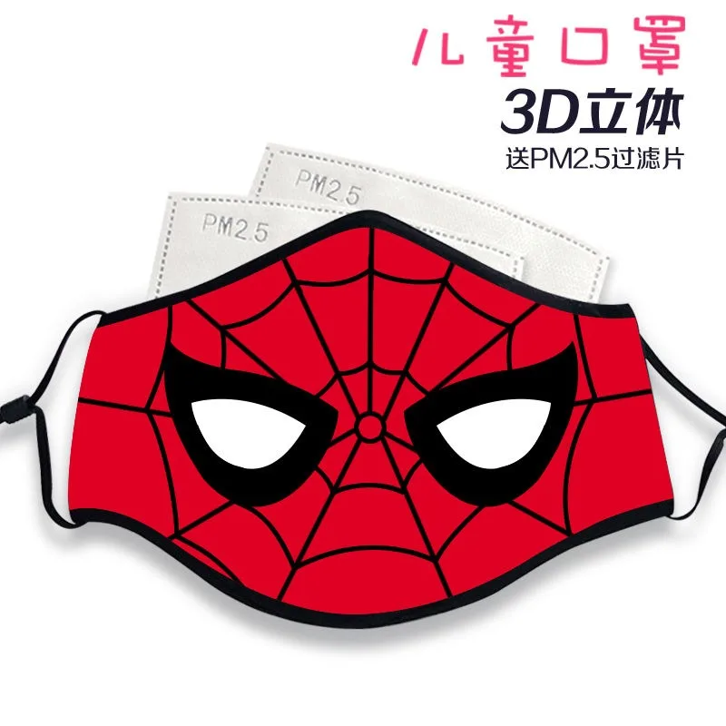 New Spider Man Captain America Cartoon Personality Dustproof Anti-smog Breathable Cotton Mask High-looking Washable Mask