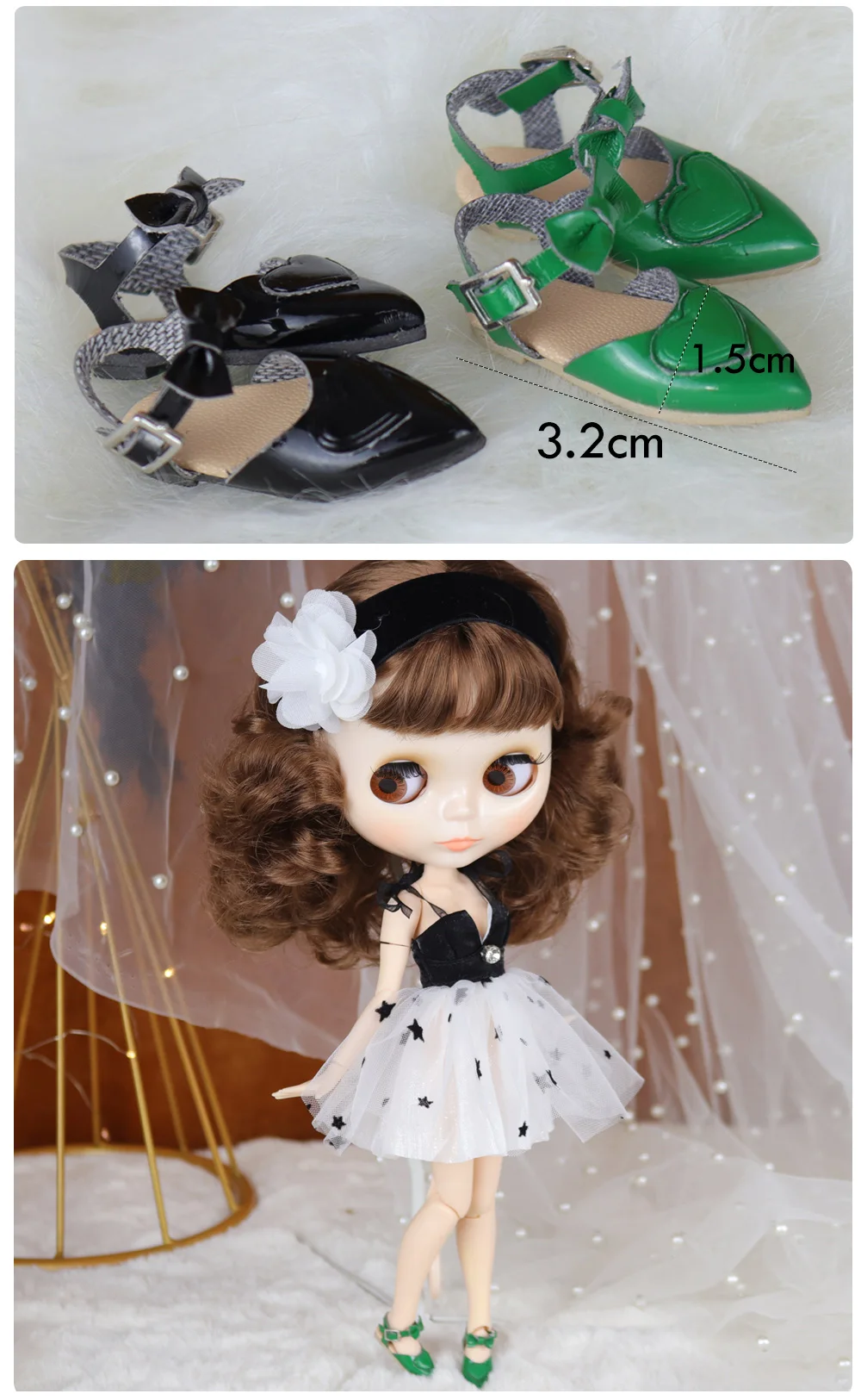 Accessories For ICY DBS Blyth Doll Pointed Shoes With Bow Elegant Suitable For Anime Girl OB24
