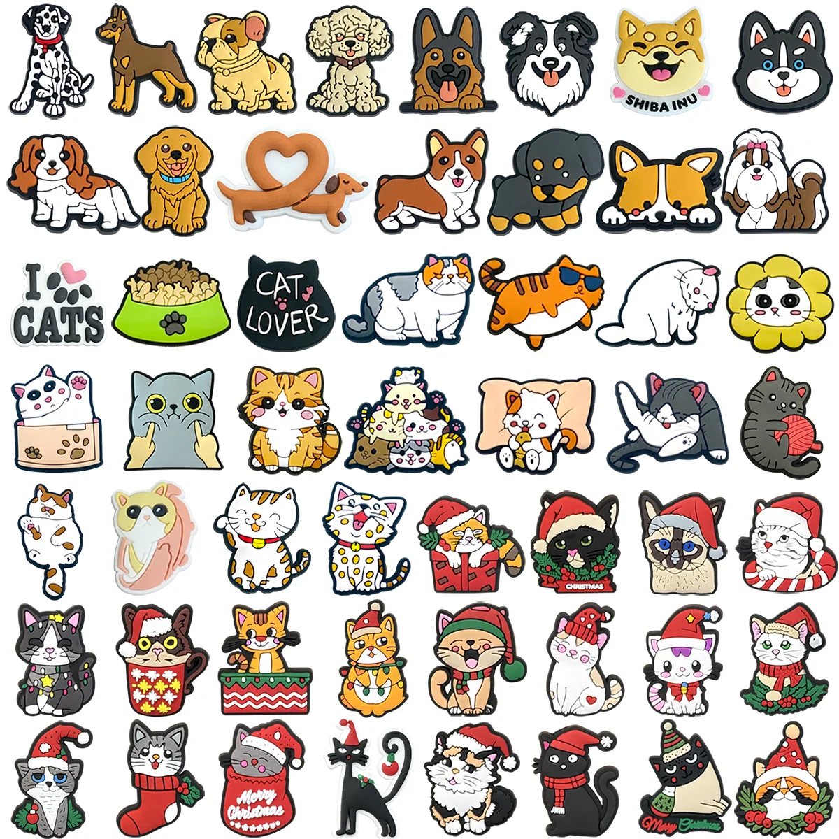 

Cute cats and dogs Shoe Charms DIY Accessories For PVC Decorations Fit to Bubble Slides Sandals