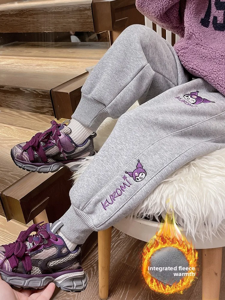 

Girls' Fce Lined Thiened Casual Trousers All Matched Autumn Winter 2025 New Sle Inteated Velvet Sweatpants