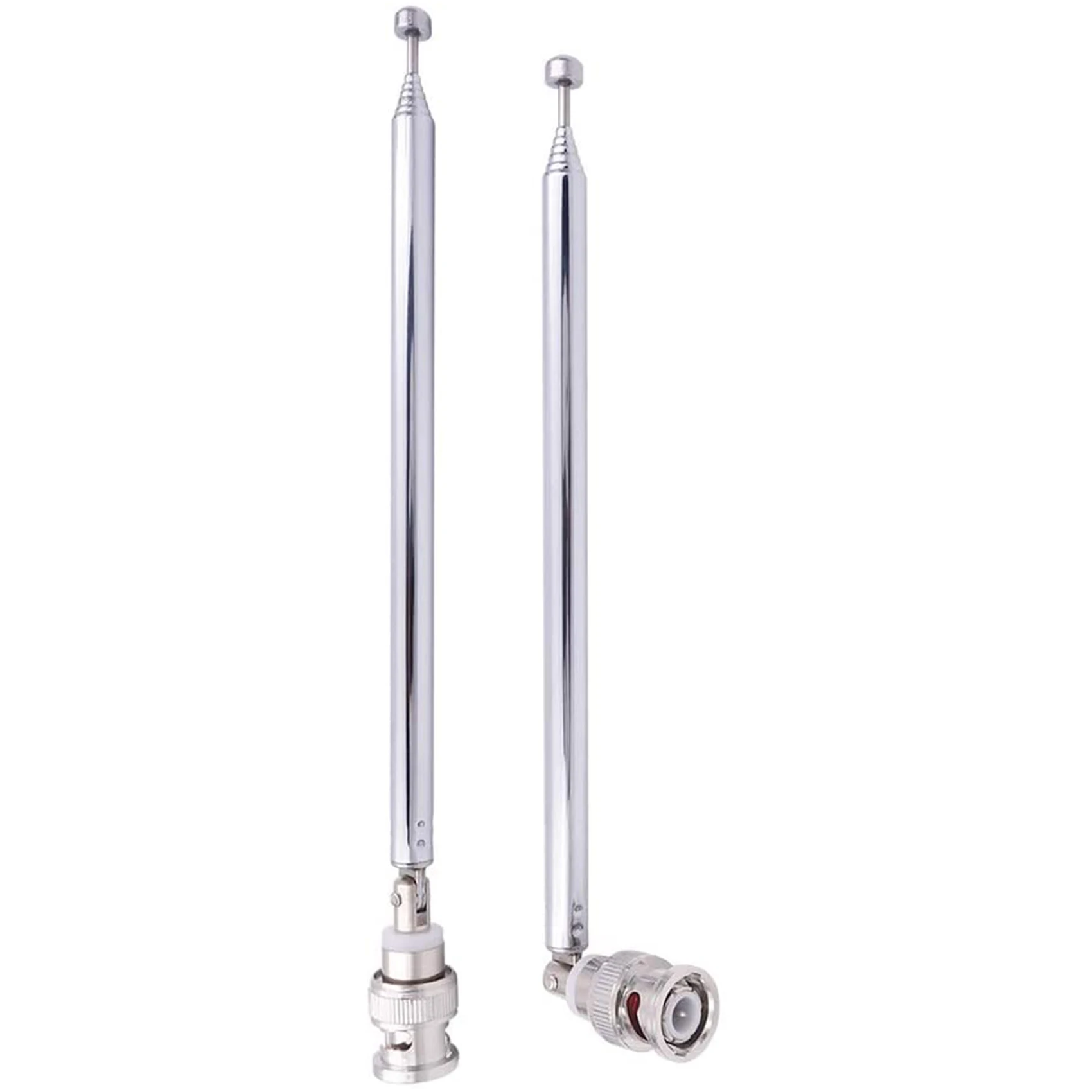 New (2 Pack) BNC Radio Antenna with BNC Male Plug Jack Connector Adapter Telescopic Stainless Steel HF VHF UHF BNC Antenna