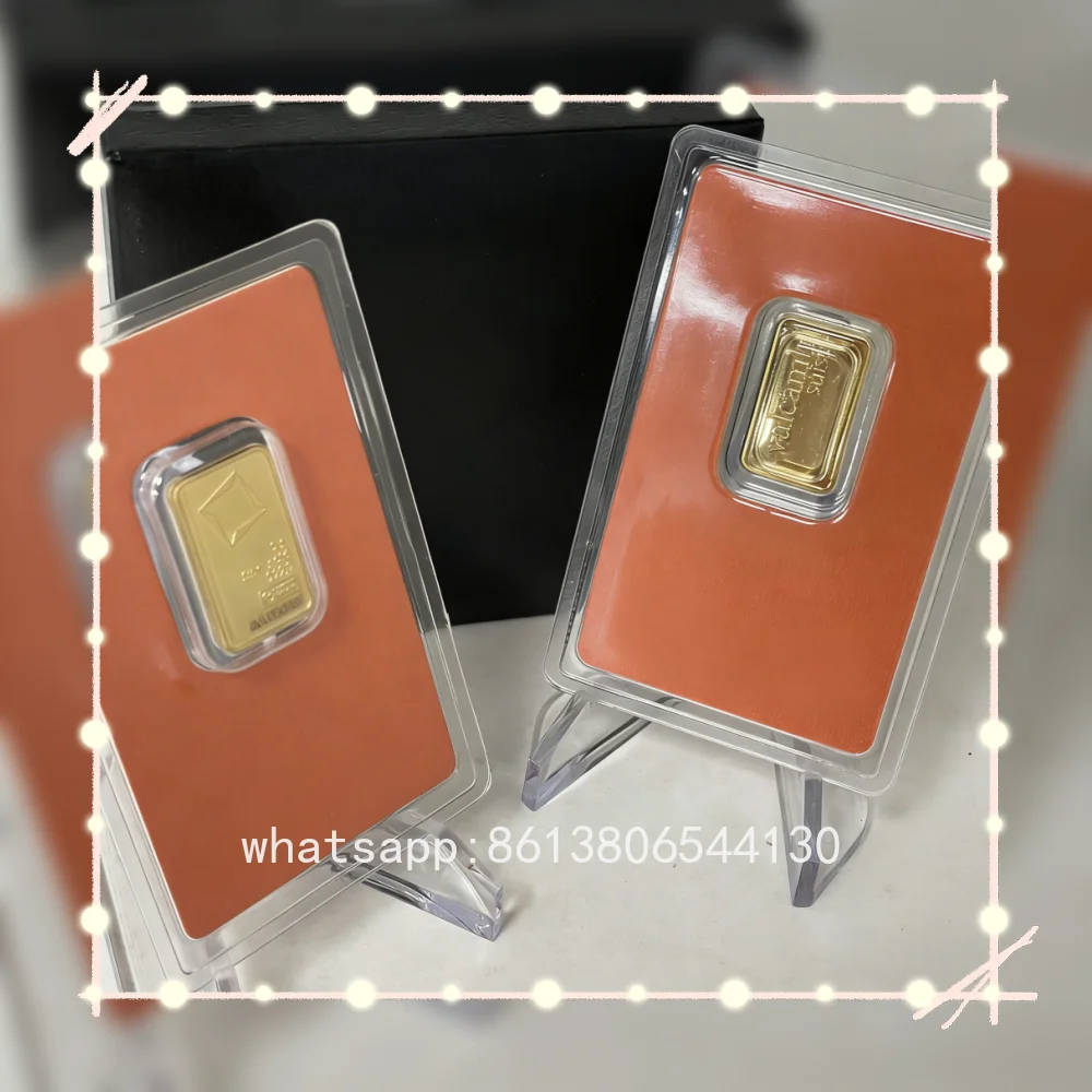 Orange Swiss Style Gold Plated Copper Craft Bar Non-Magnetic 1g/2.5g/5g/10g/20g/1oz/50g Unique Serial Number Home Decor Gift