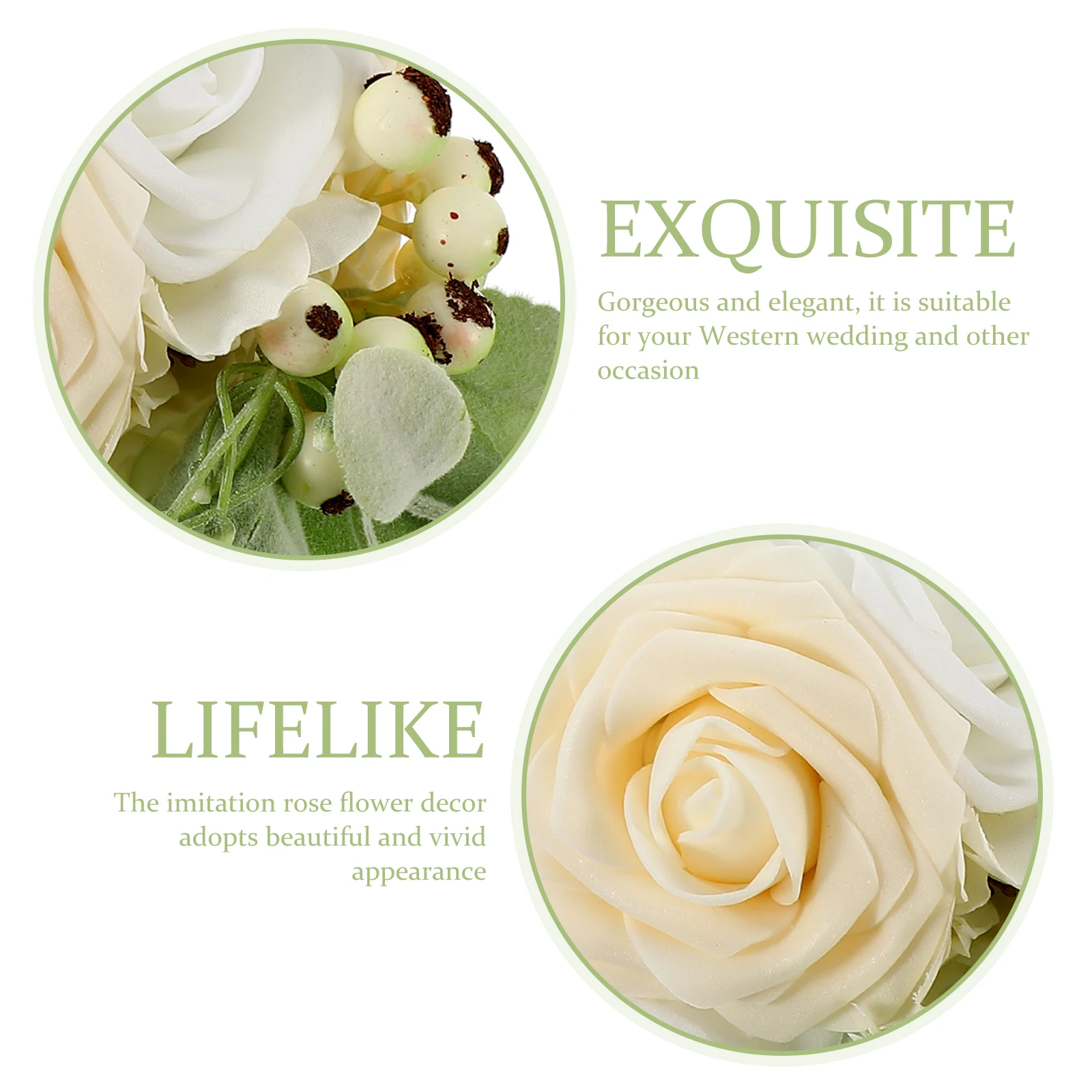 

Wedding Decor Handheld Artificial Roses Bouquet Realistic Faux Flower Centerpiece Office Home Party for Decoration