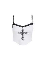 Vintage Grunge Cute Tank Streetwear Summer Slim Emo Girl Baby Tee Punk Y2k style Women's Print Gothic Crop Top Aesthetic 2000s