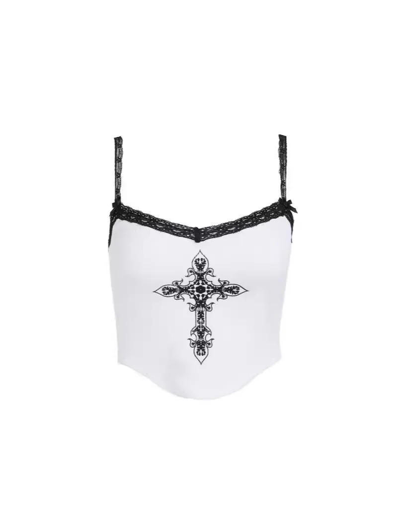 Vintage Grunge Cute Tank Streetwear Summer Slim Emo Girl Baby Tee Punk Y2k style Women's Print Gothic Crop Top Aesthetic 2000s