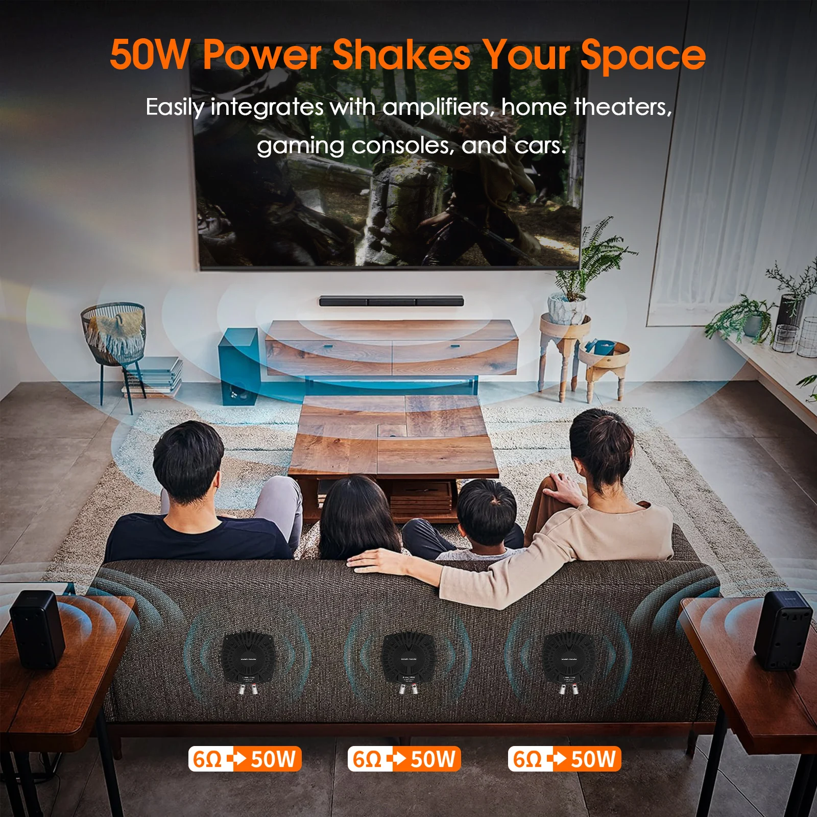 가정/자동차 극장용 Nobsound 고출력 촉각 베이스 셰이커 50Watt 서브우퍼 변환기