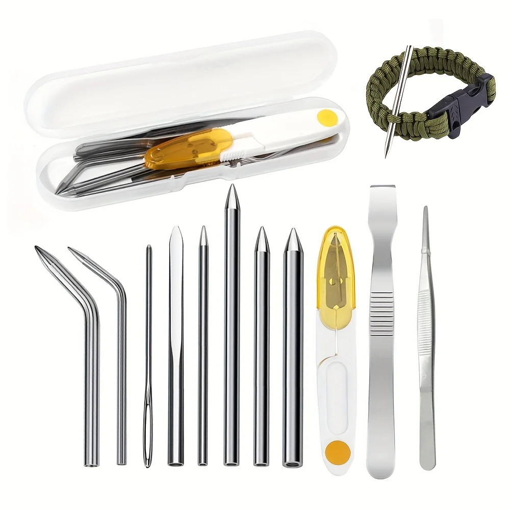 Set Weaving Needle Kit With Storage Box Diy Knotting Tool Craft Supplies For Handmade Bracelets Lanyards Hand Weaving Projects