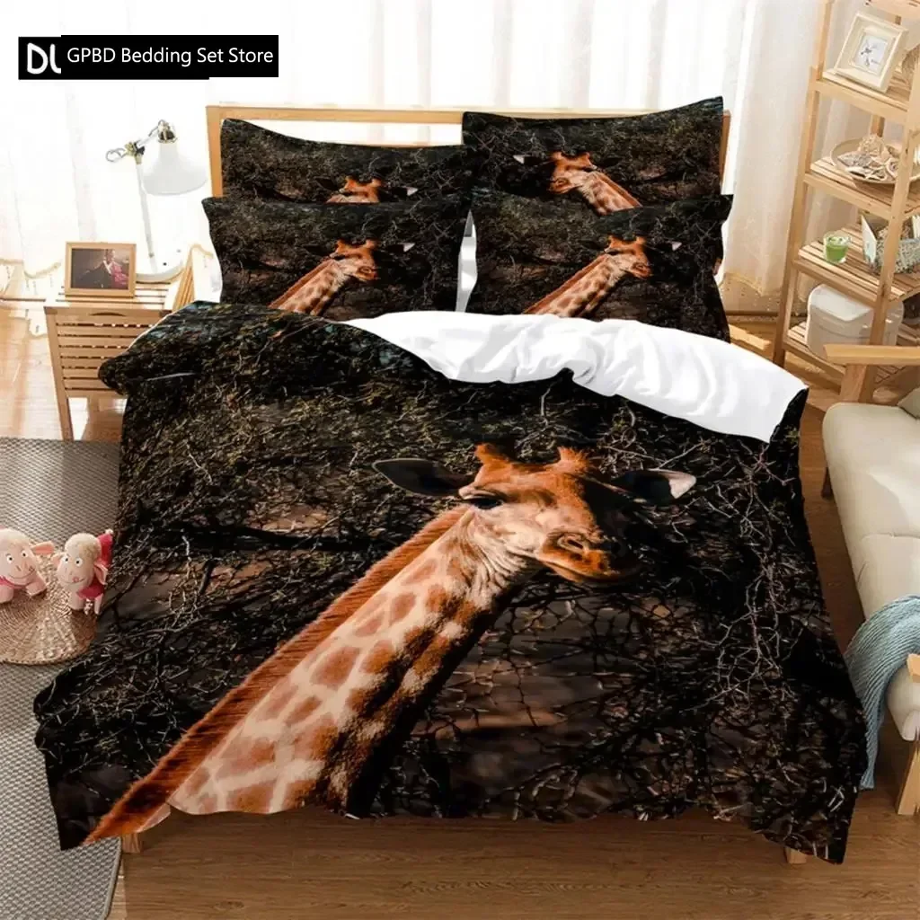 Giraffe Comfortable Duvet Quilt Cover Pillowcase Bedding Set Children Bedroom Decoration Home Textile