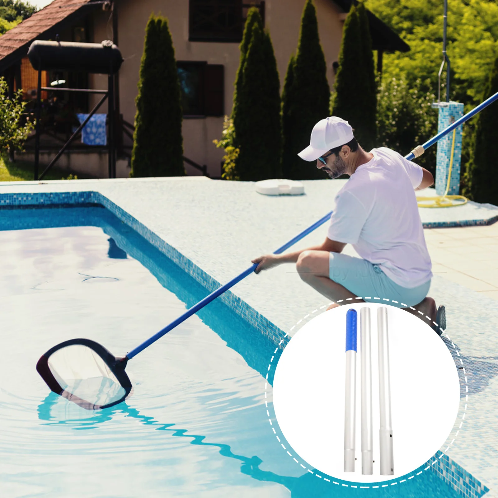 

Pool Skimmer Net Pole Adjustable Aluminum Alloy Connecting Rod for Fishing Net Pool Cleaning Accessories Metal Connecting Pole