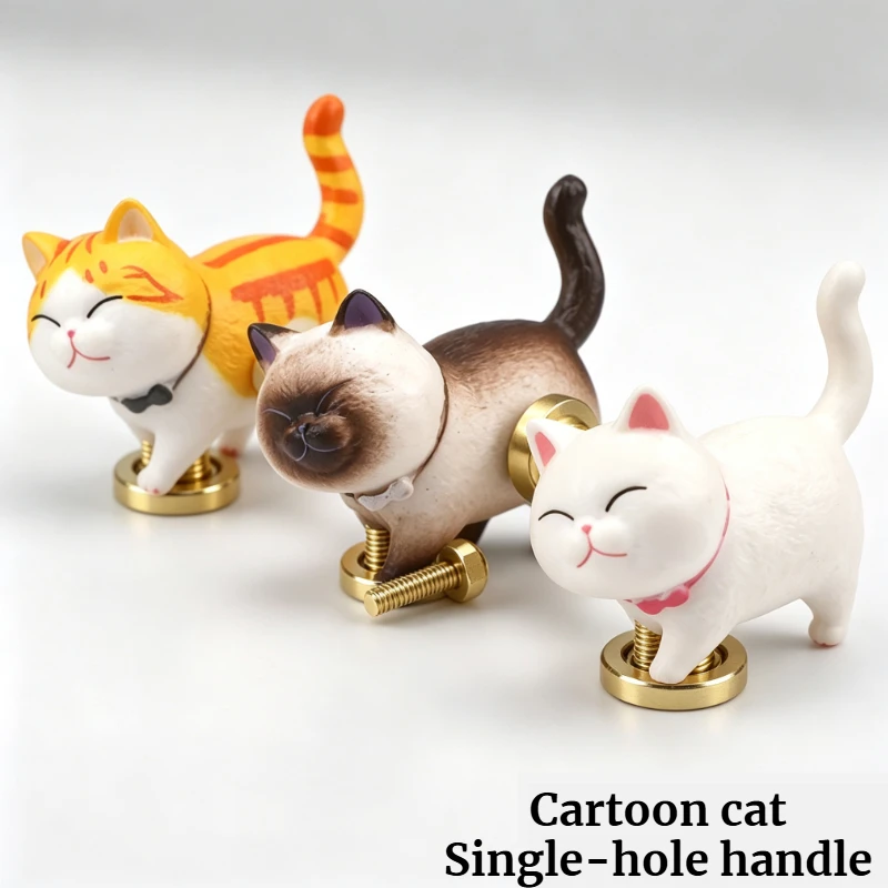 Cartoon Little Cat Cabinet Handle Nordic Garfield Cat Children's Room Cute Wardrobe Drawer Cabinet Furniture Small Handle