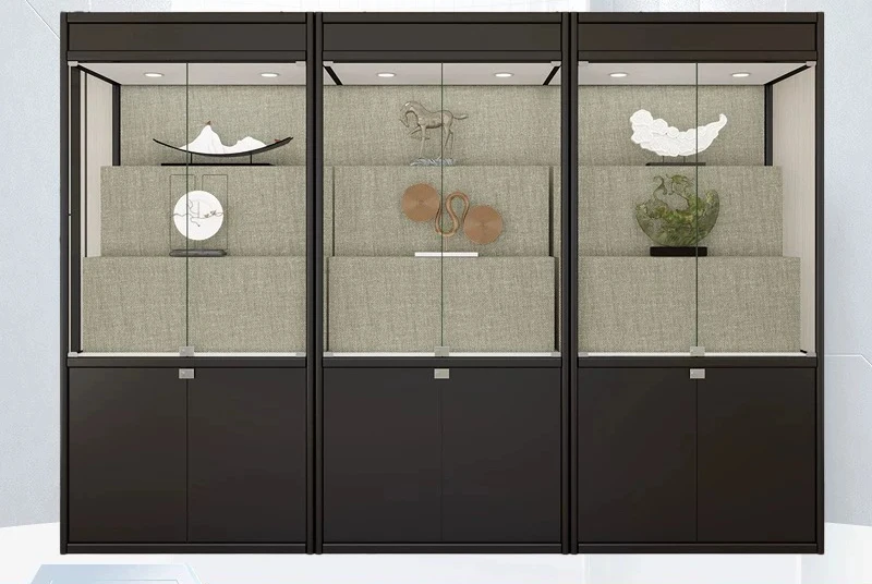 Museum Antique Calligraphy and Painting Porcelain Cultural Relics Exhibition Cabinet Art Statue Stone Display Cabinet