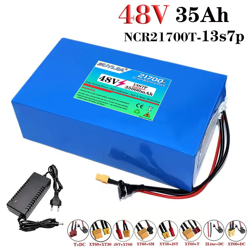 48V 35000mAh 13S7P 21700 Lithium Battery, Built-in 40A BMS, 1500W High Power, for Electric Tricycle & E-Bike, With Charger