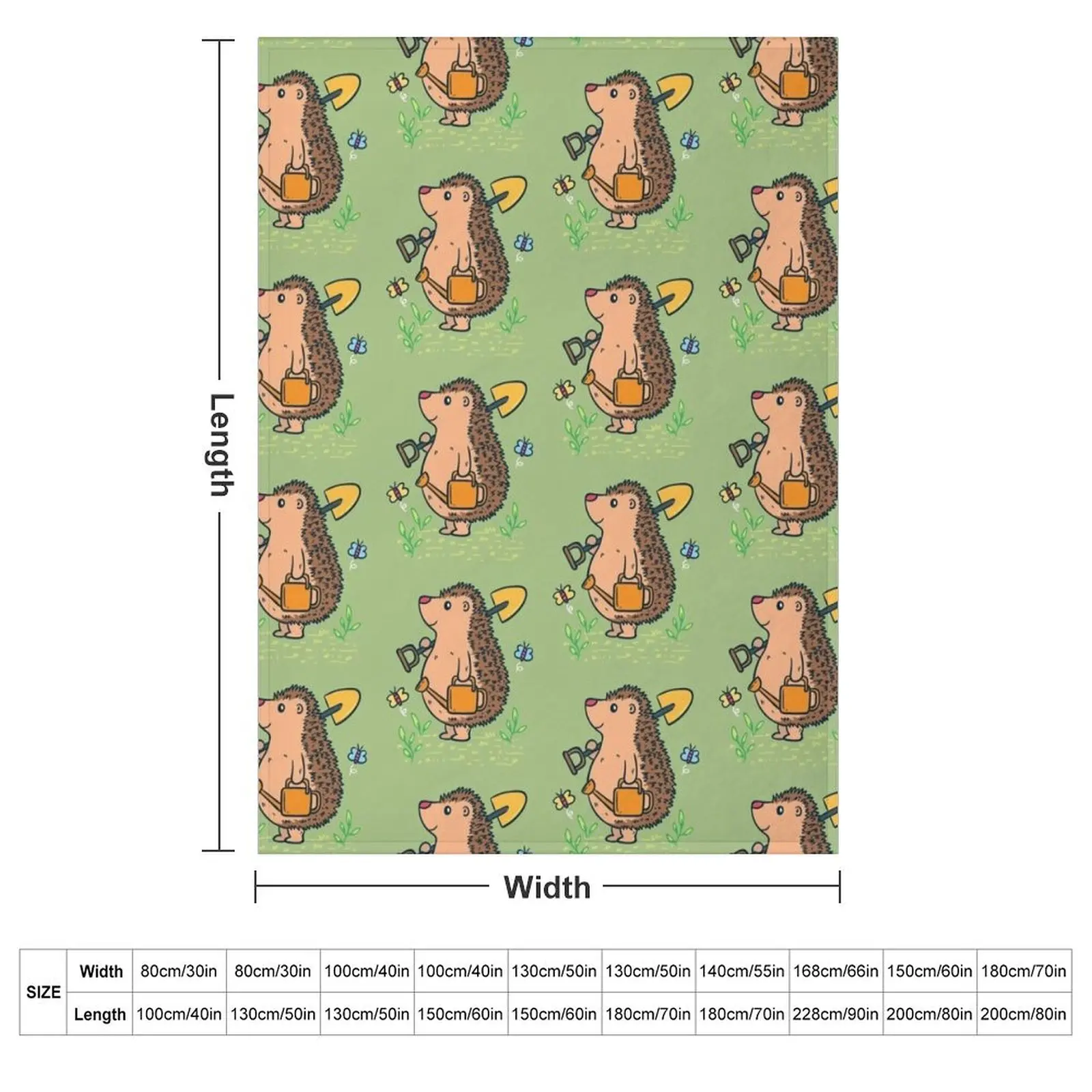 Gardening hedgehog Throw Blanket couch cozy soft plush fuzzy picnic outdoor blanket