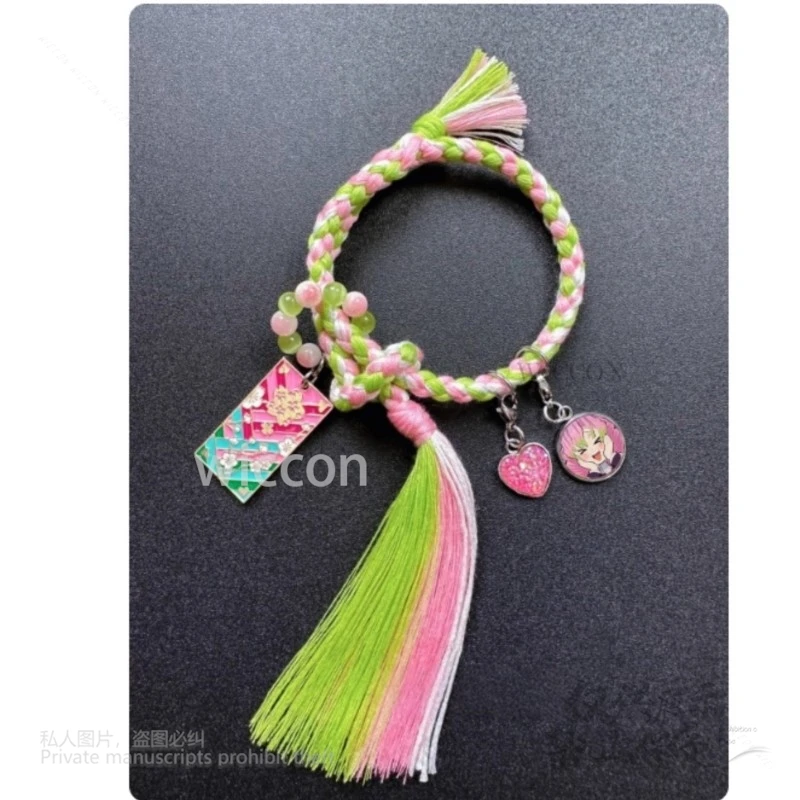 Anime Demo nSlayer Kanroji Mitsuri Cosplay Costume Impression Bracelet Adjustable 14-16 Halloween Gift Bracelet Kawaii Handmade