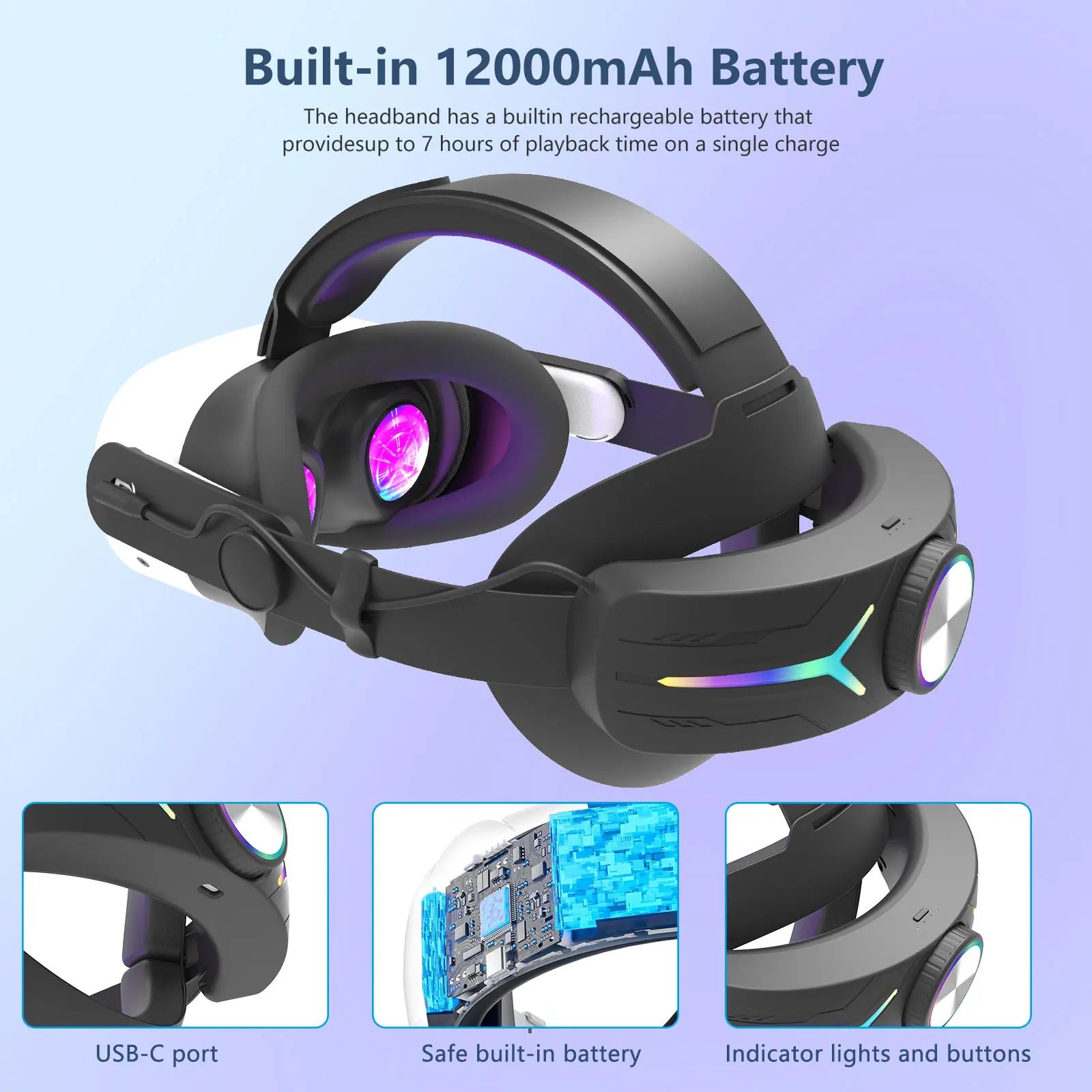 Head Strap Compatible with Metamlemonvr For Meta Quest 3/3s  Battery One-Button VR Accessory Digital Display Enhanced Comfort
