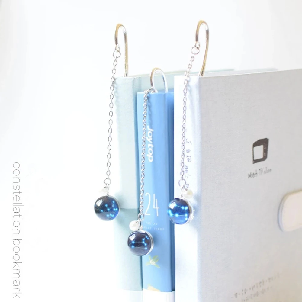 Stationery Student Creative Metal Book mark Reading Luminous Bookmark Pendant Noctilucent Bookmark Bookmark 12 Constellation
