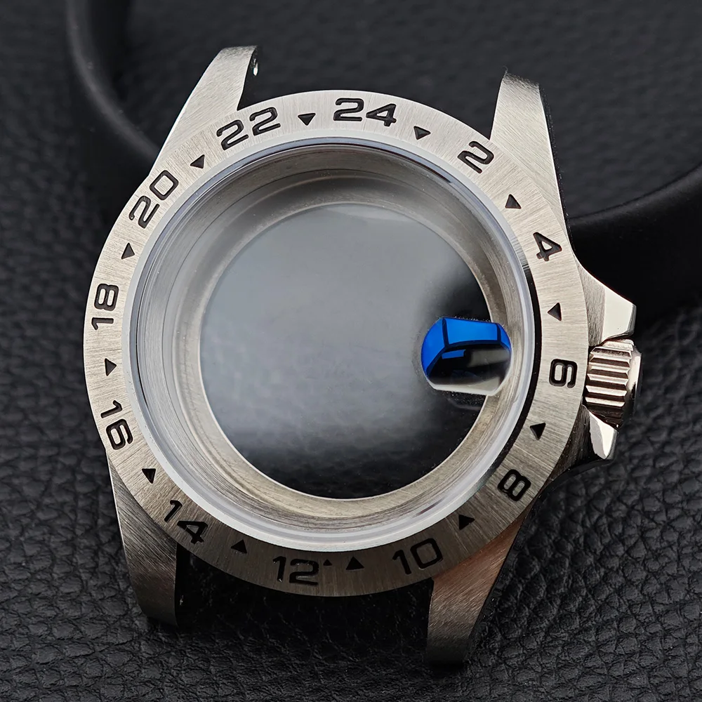39mm GMT Steel 24 Hour  Bezel Watch Case for NHseries 34/35/36 Movement Sapphire Glass Explorer Watches Case Accessories