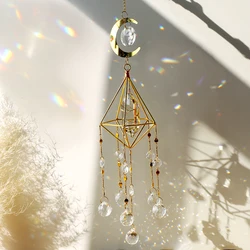 Grande suncatcher cristal arco-íris prisma bola de vidro vento sinos janela do jardim fadas sun catcher decoração casa ornamentos presente parede