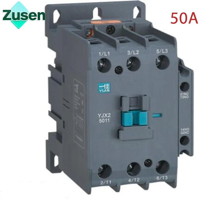 Zusen YJX2-5011 AC Contactor 50A 3 Phase 3-Pole 1NO1NC Coil Voltage 380V 220V 110V 36V 24V 50Hz