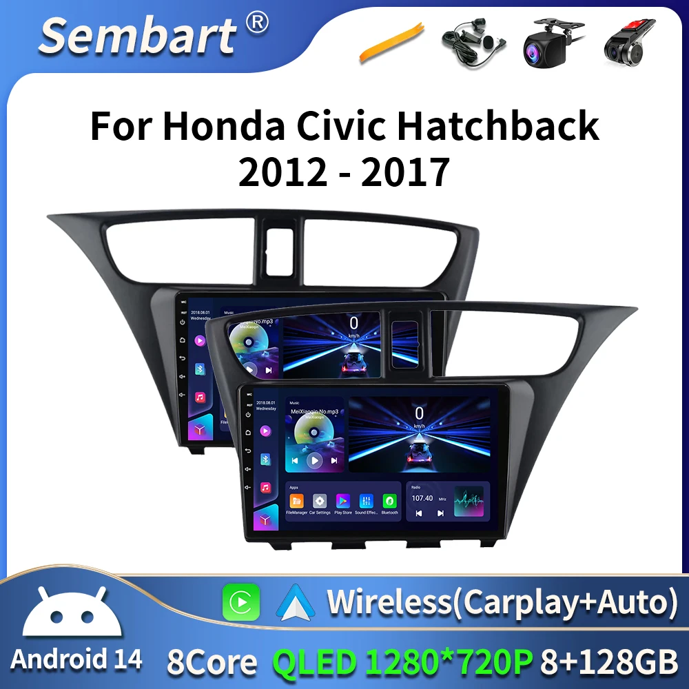 Android 16 Carplay Car Radio For Honda CIVIC Hatchback 2012 2013 2014 2015 2016 2017 Multimedia Player Navigation GPS Stereo