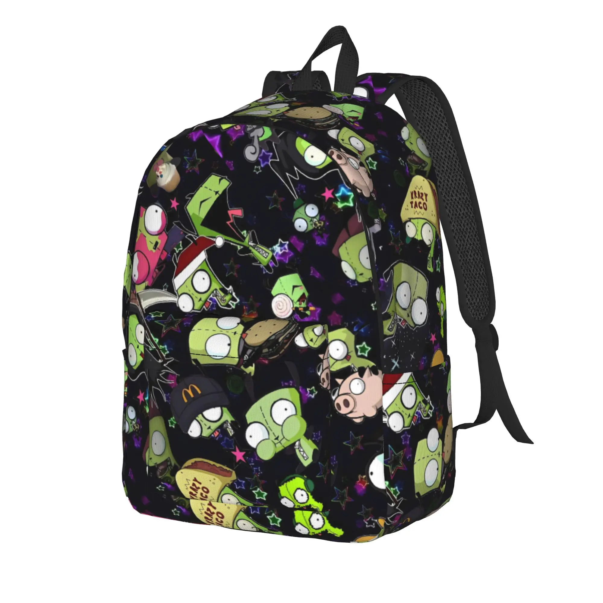 Invaders Zims Gir Loves Backpack  Outdoor Style Backpacks Student Unisex High Quality Lightweight School Bags Kawaii Rucksack