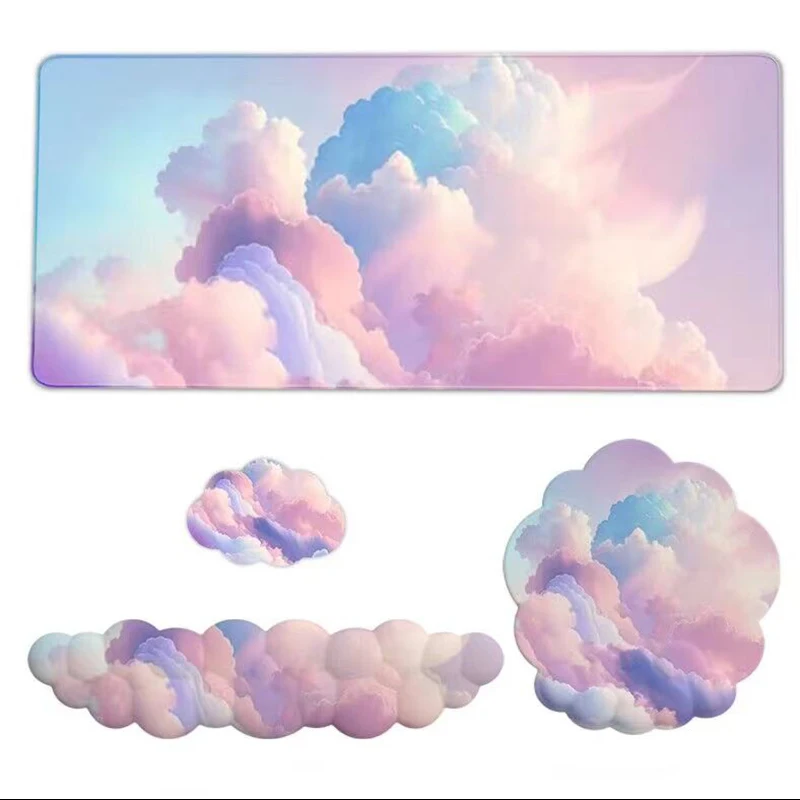 Cloud Keyboard Wrist Rest Soft Wrist Support Cushion Memory Foam Filled Desk Mat Anti-Slip Rubber Office mouse Pad for Office