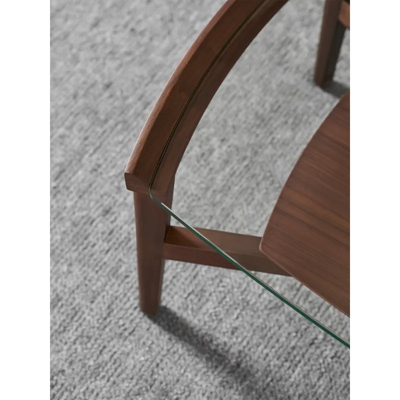 طاولة قهوة موكا أمريكا الشمالية الجوز الأسود الخشب الصلب الزجاج الحديثة غرفة معيشة بسيطة شقة صغيرة طاولة شاي