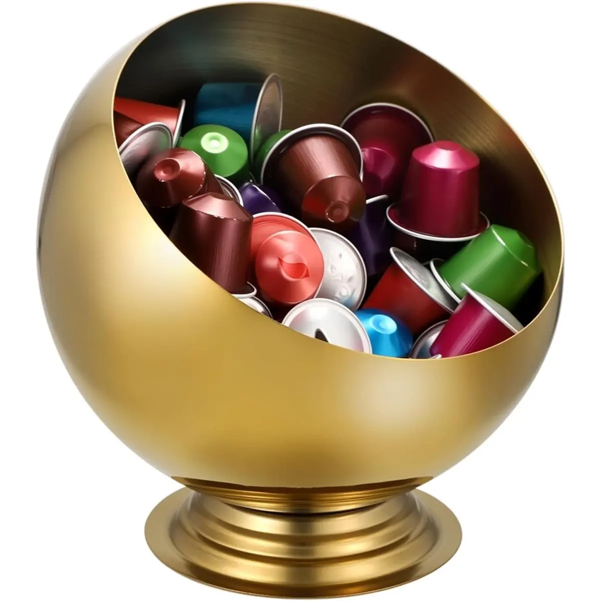 Coffee Pod Holder, Gold Metal Coffee Pod Storage for K Cup Vertuo , Creamer Organizer Candy Bowl