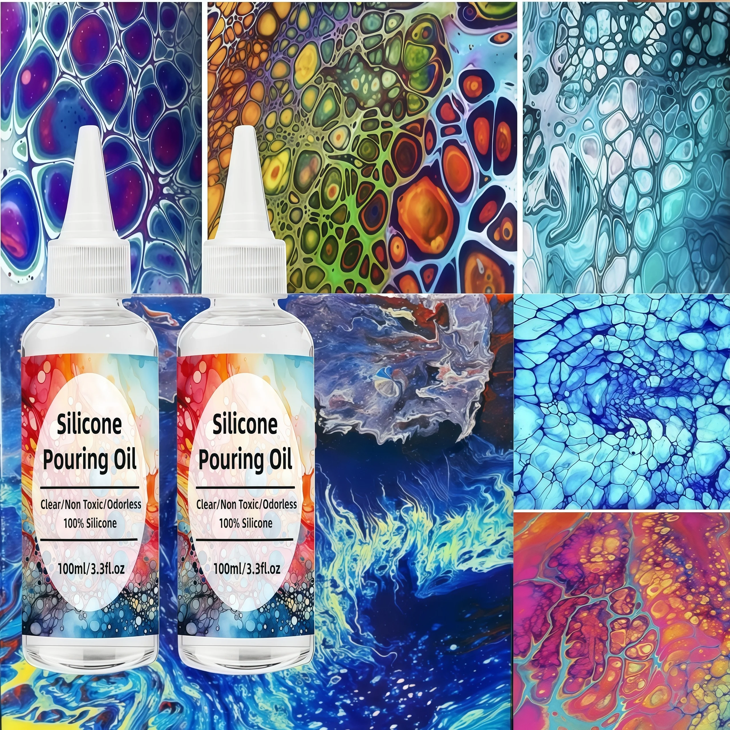 Silicone Pouring Oil for Art, Dramatic Cell Activator for Acrylic Paint Pour, with All Painting Acrylic or Watercolor