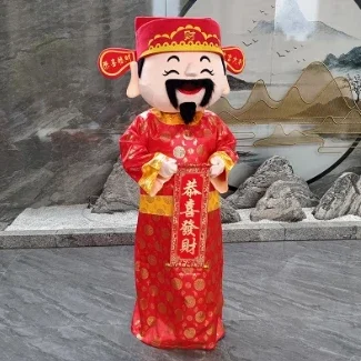 2025 Chinese new year mascot costume fu lu shou caishen ye fortune god mascot outfit for parade