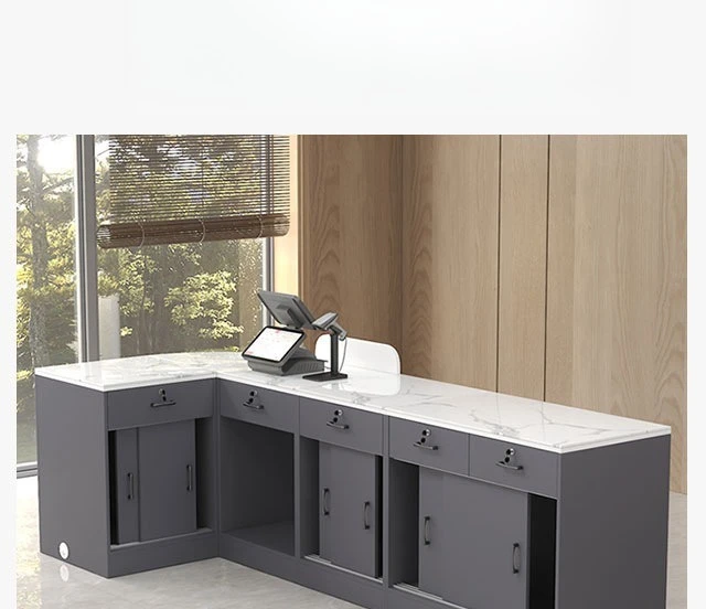 Supermarket checkout page, convenience store, modern small wooden corner multifunctional combination bar counter