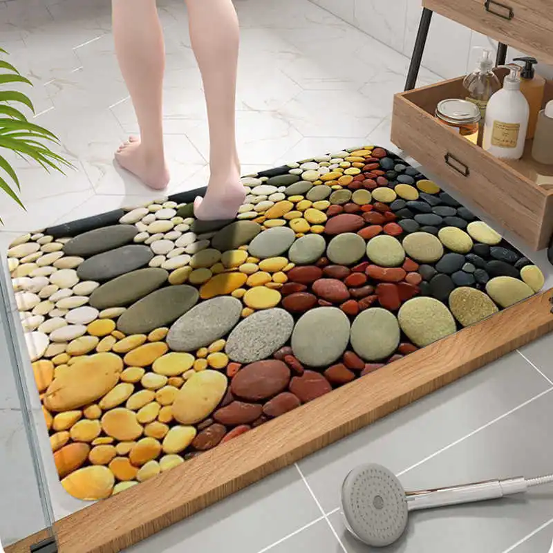 

Мультяшный 3D-коврик с рисунком булыжника для входной двери, декоративный коврик для прихожей, коридора, кухни