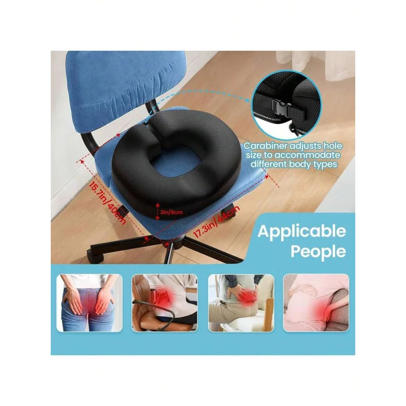 

Donut Pillow Seat Cushion For Tailbone Pain Relief - Strong Support Memory Foam Hemorrhoid Pillow By Ergonomic For Coccyx