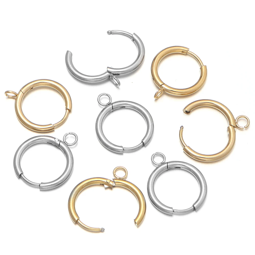 5 Stück/Set Edelstahl-Ohrringe, Creolen, offene Ohrringhaken, runde Ohrringverschlüsse, DIY Schmuckherstellungszubehör – Detail 4