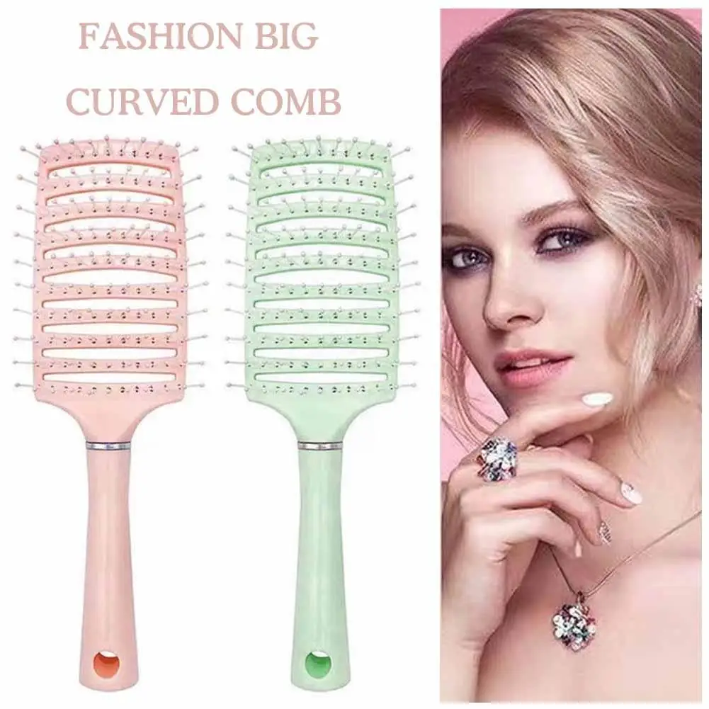 

Scalp Massage Brush For Women Fashion Big Curved Comb Curly Hair Fluffy Styling Comb Air Cushion Hair Comb High Quality E3D5