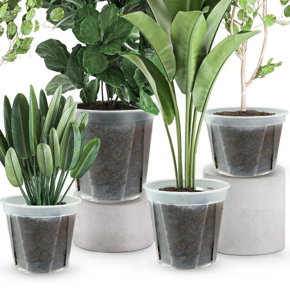 Plastic Clear Plant Root Control Pot Transparent Breathable Flower Pot Nursery Garden Planting Orchid Container Seedling Planter