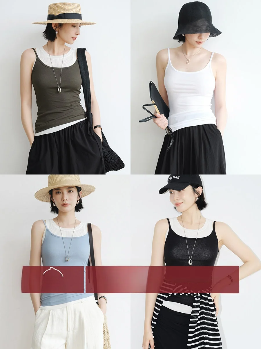 

Летний легкий топ-жилет Amyy Studios из смесового льна Lenzing с тонкими бретелями, универсальный, модный, стильный