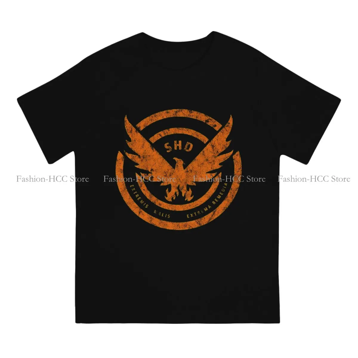 The Division 2 Shd TShirt for Men SHD Logo Distressed Orange Soft Casual Tee Polyester T Shirt High Quality Trendy Fluffy