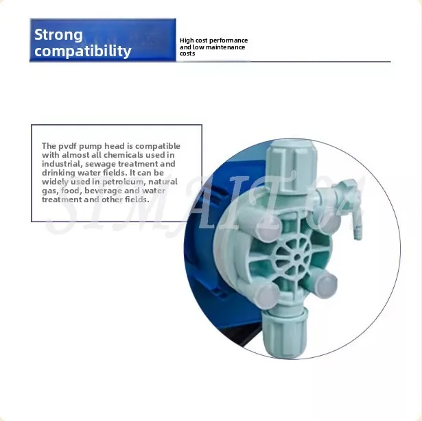 مضخة القياس الكيميائية لمعالجة المياه: نوع جرعات الأحماض/الكلور مع غشاء الملف اللولبي الإلكتروني #4