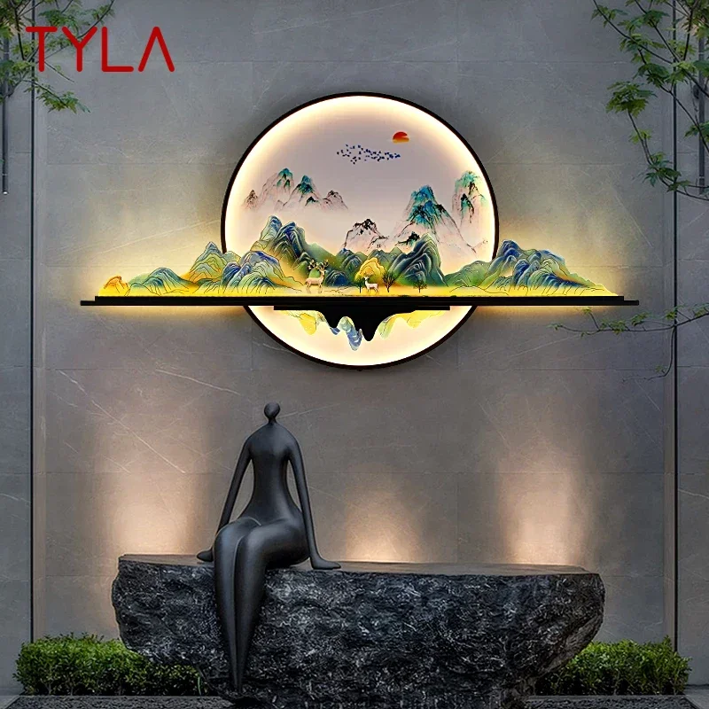 

TYLA Outdoor Mural Lamp LED 1 Meter Diameter Circular Landscape Waterproof Mural Villa Courtyard Garden Decoration Painting