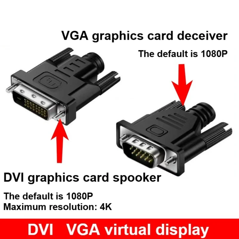 VGA DVI DP Virtual Display Adapter Dummy Plug EDID Headless Ghost Emulator Lock Plate Monitor Adapter do karty graficznej DDC EDID